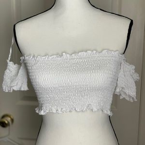 White Ruched Crop Top from Zara